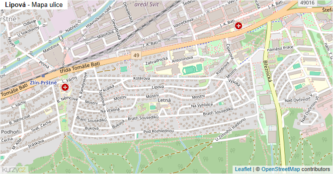 Lipová - mapa ulice