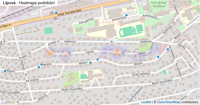 Lipová - mapa podnikání