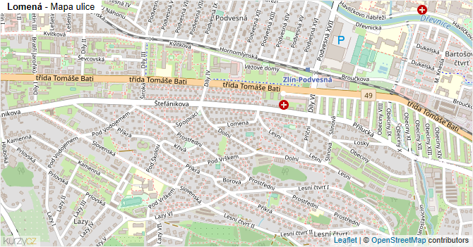 Lomená - mapa ulice