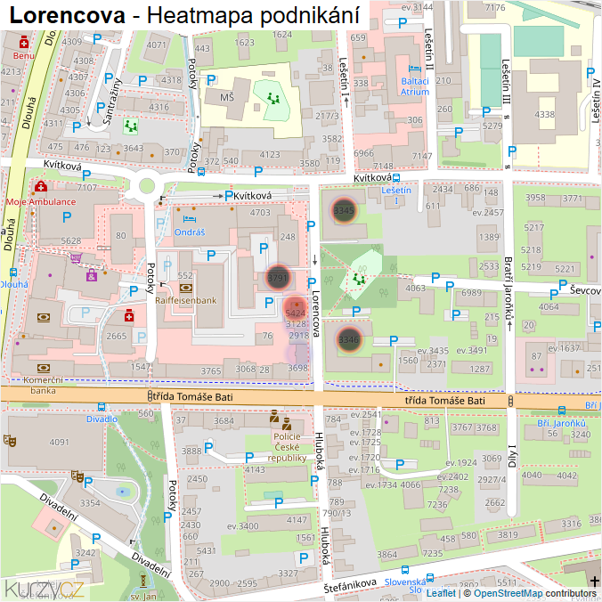 Mapa Lorencova - Firmy v ulici.
