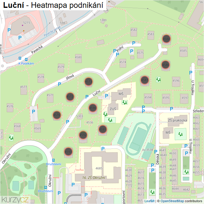 Mapa Luční - Firmy v ulici.