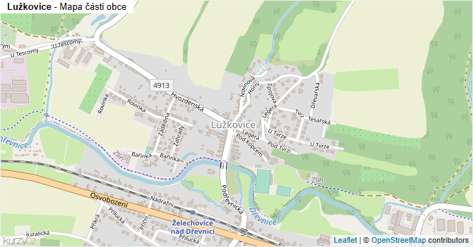Lužkovice - mapa části obce