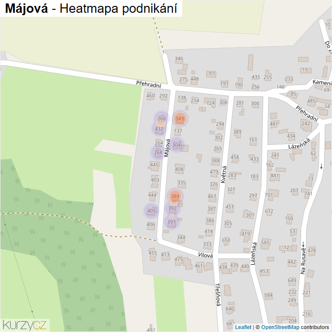 Mapa Májová - Firmy v ulici.