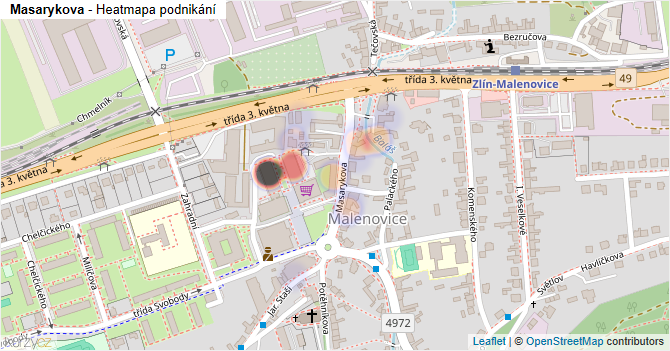 Masarykova - mapa podnikání