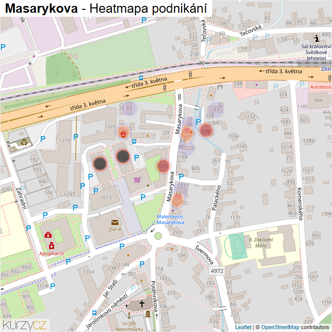 Mapa Masarykova - Firmy v ulici.