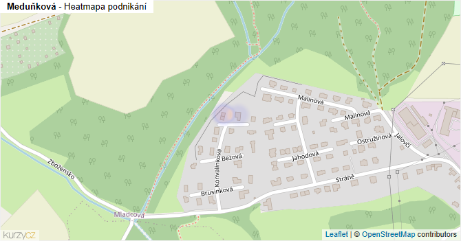 Meduňková - mapa podnikání