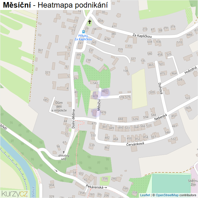 Mapa Měsíční - Firmy v ulici.