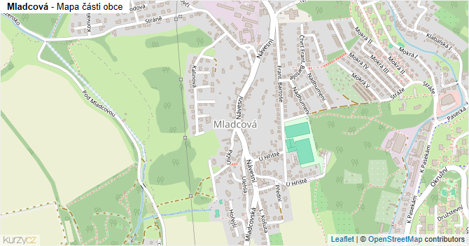 Mladcová - mapa části obce