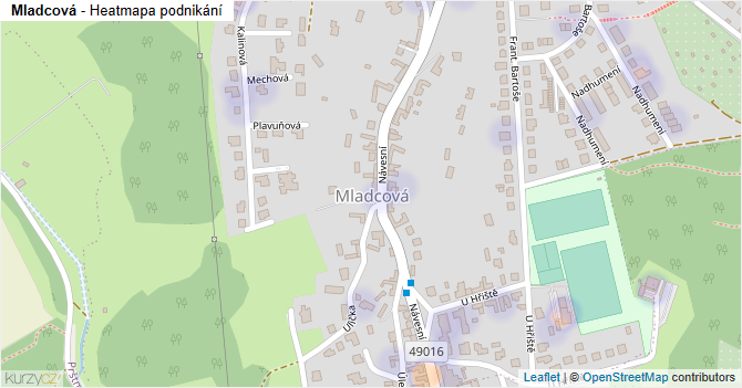 Mladcová - mapa podnikání