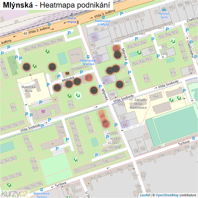 Mapa Mlýnská - Firmy v ulici.