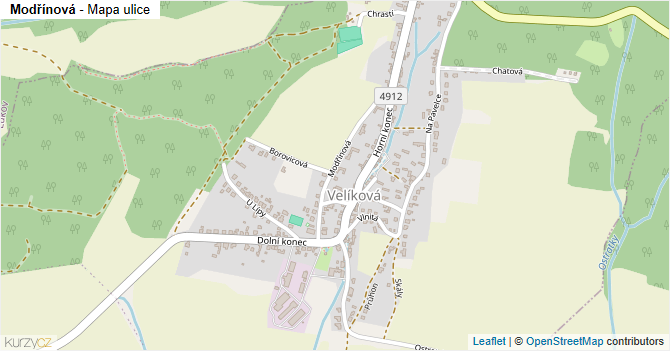 Modřínová - mapa ulice