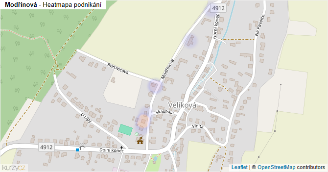 Modřínová - mapa podnikání