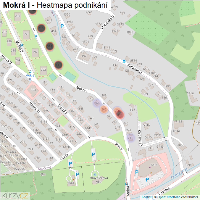 Mapa Mokrá I - Firmy v ulici.