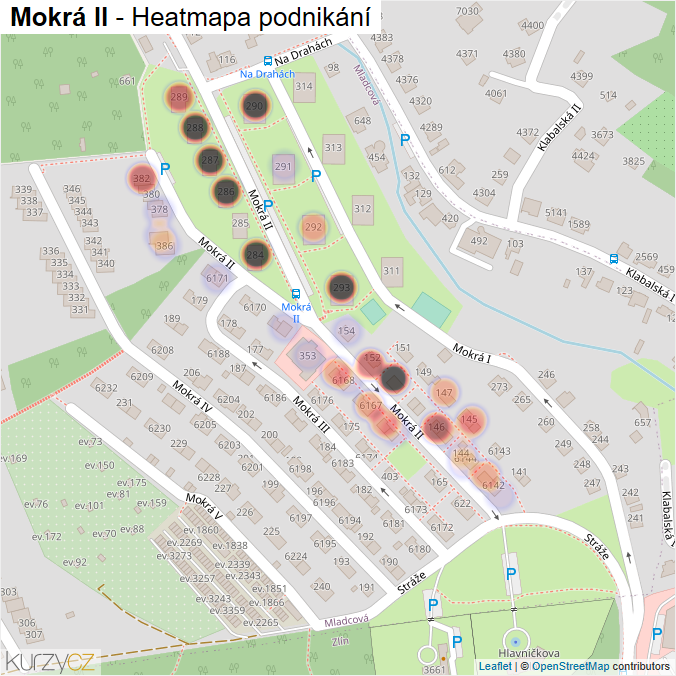 Mapa Mokrá II - Firmy v ulici.