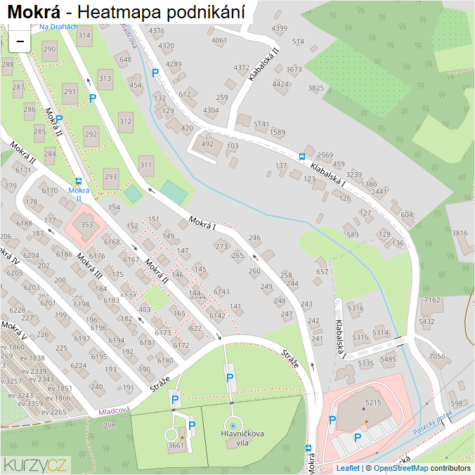 Mapa Mokrá - Firmy v ulici.