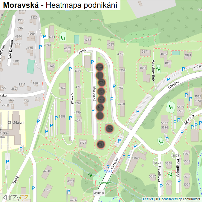 Mapa Moravská - Firmy v ulici.