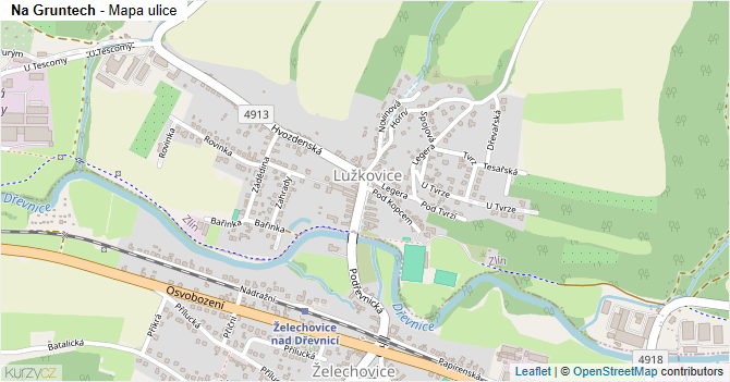 Na Gruntech - mapa ulice