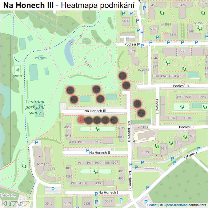 Mapa Na Honech III - Firmy v ulici.