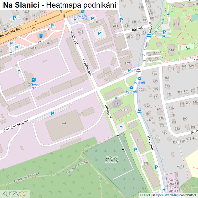 Mapa Na Slanici - Firmy v ulici.
