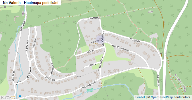 Na Valech - mapa podnikání