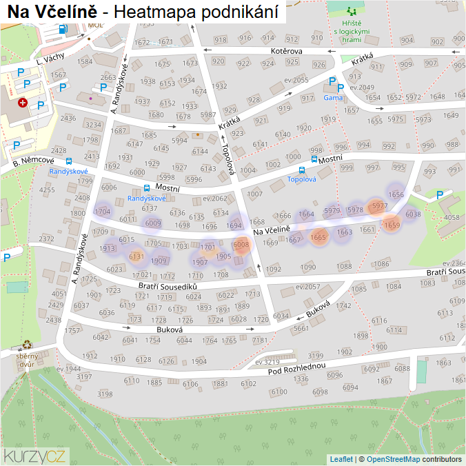 Mapa Na Včelíně - Firmy v ulici.