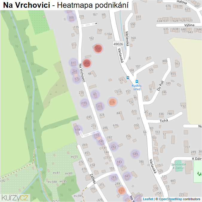 Mapa Na Vrchovici - Firmy v ulici.