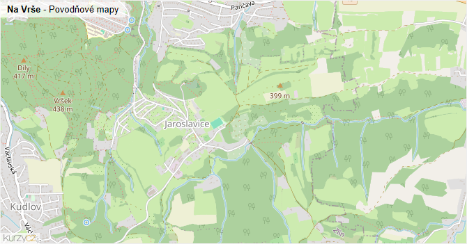 Na Vrše - záplavové mapy stoleté vody