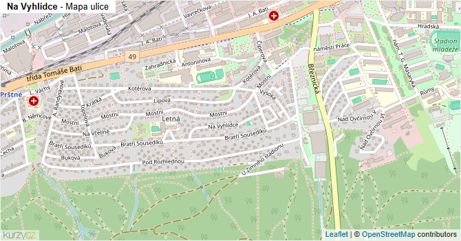 Na Vyhlídce - mapa ulice