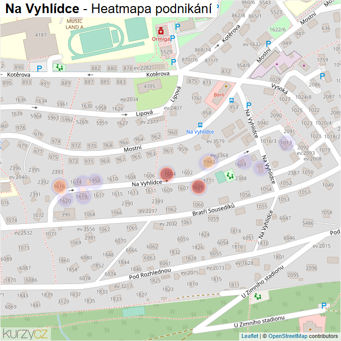 Mapa Na Vyhlídce - Firmy v ulici.