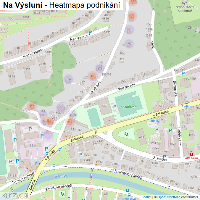 Mapa Na Výsluní - Firmy v ulici.