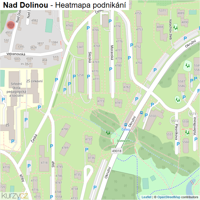 Mapa Nad Dolinou - Firmy v ulici.