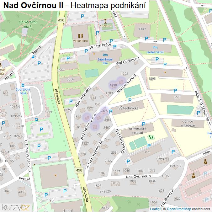 Mapa Nad Ovčírnou II - Firmy v ulici.