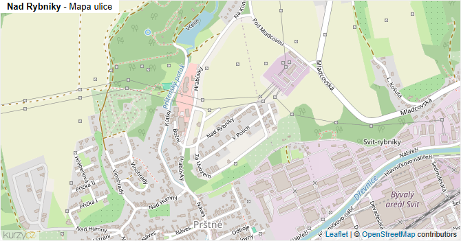 Nad Rybníky - mapa ulice