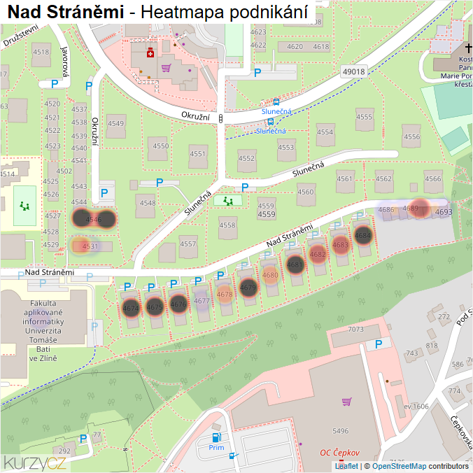 Mapa Nad Stráněmi - Firmy v ulici.