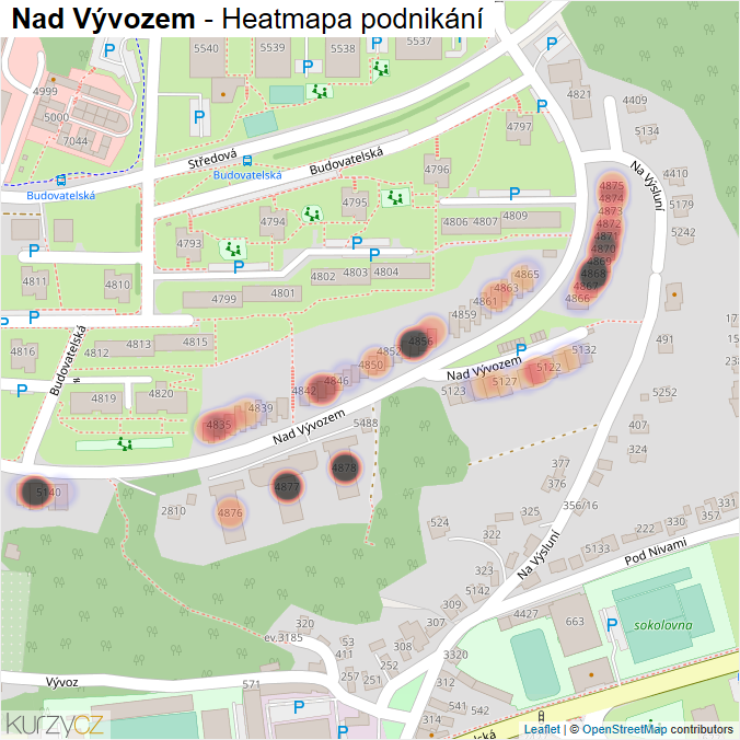 Mapa Nad Vývozem - Firmy v ulici.