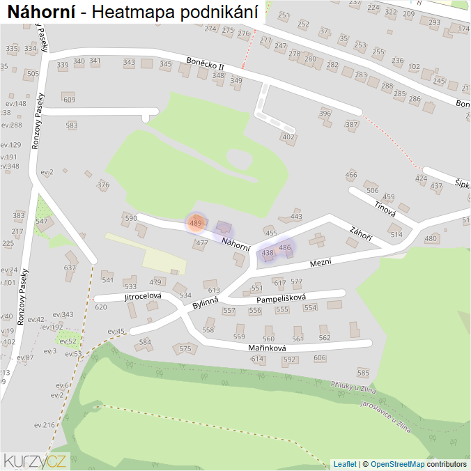 Mapa Náhorní - Firmy v ulici.