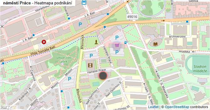 náměstí Práce - mapa podnikání