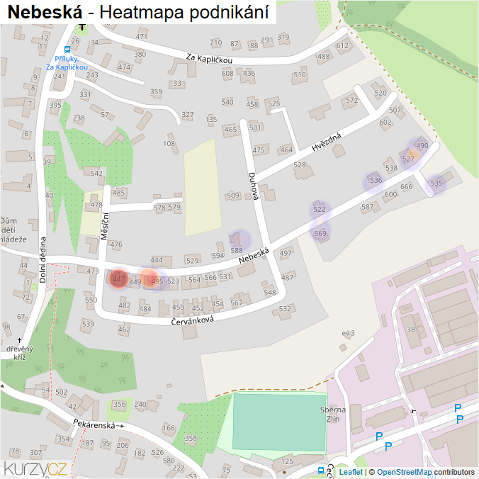 Mapa Nebeská - Firmy v ulici.