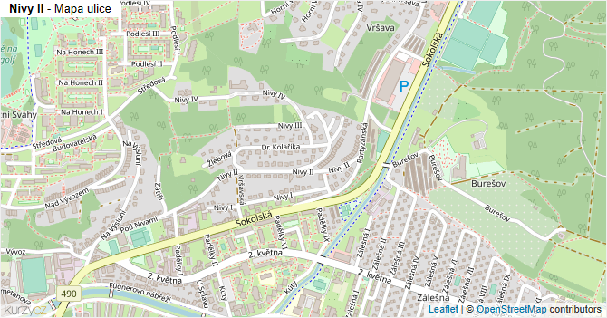 Nivy II - mapa ulice