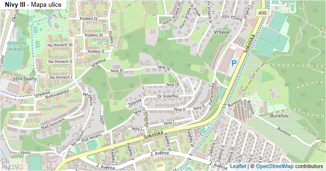 Nivy III - mapa ulice