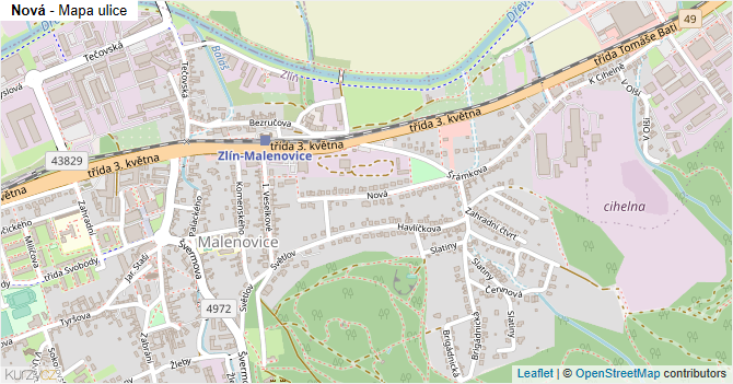 Nová - mapa ulice