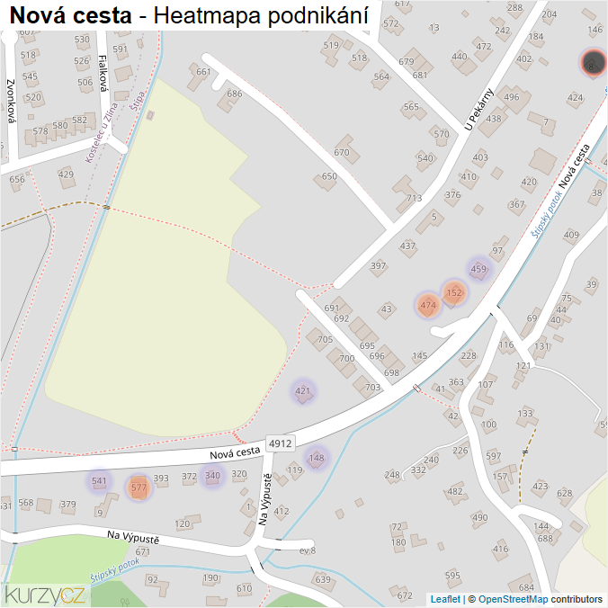 Mapa Nová cesta - Firmy v ulici.