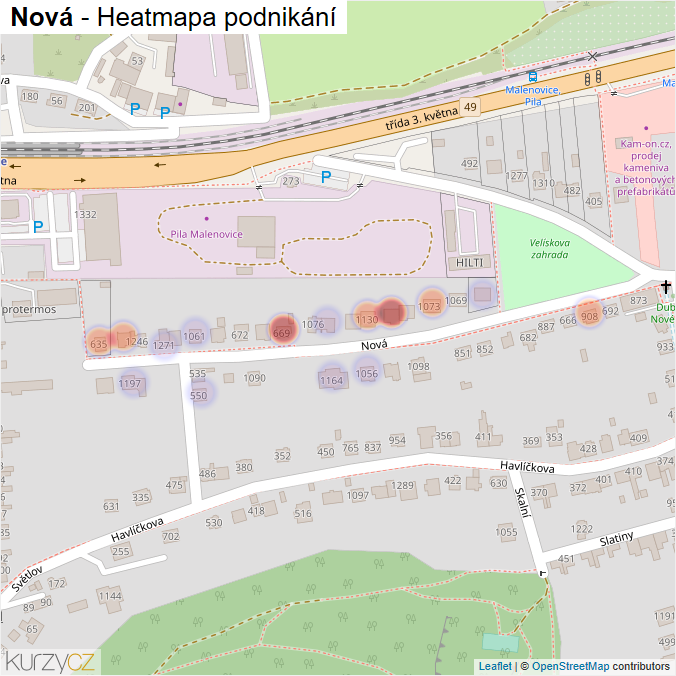 Mapa Nová - Firmy v ulici.