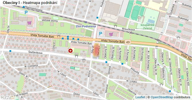 Obeciny I - mapa podnikání