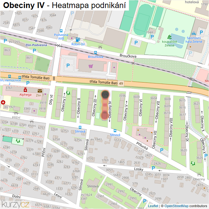 Mapa Obeciny IV - Firmy v ulici.