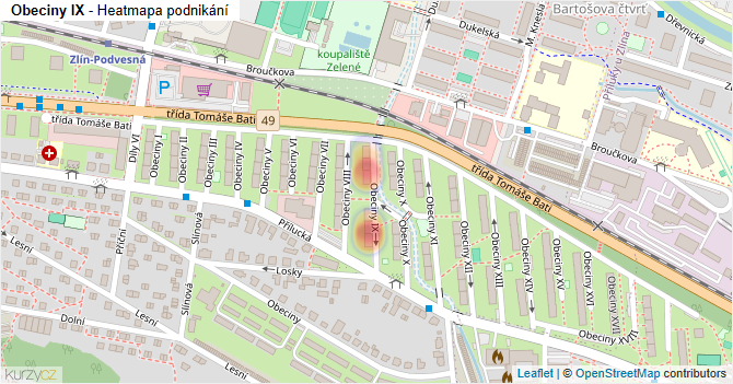 Obeciny IX - mapa podnikání