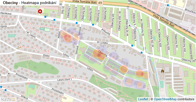Obeciny - mapa podnikání
