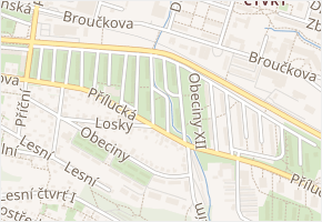 Obeciny X v obci Zlín - mapa ulice