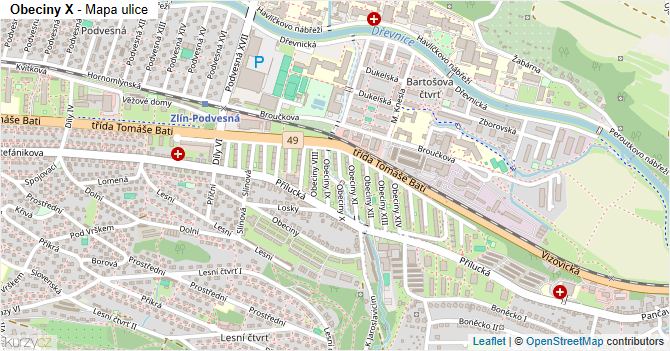 Obeciny X - mapa ulice