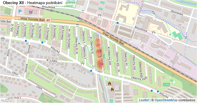 Obeciny XII - mapa podnikání